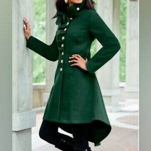 NWT Ashro  Winter Holiday Dressy Jocelyn Coat High Low Long Jacket Green Sz 16
